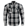 Milwaukee Leather Men's Flannel Plaid Shirt Black and White Long Sleeve Cotton Button Down Shirt MNG11644