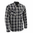 Milwaukee Leather Men's Flannel Plaid Shirt Black and White Long Sleeve Cotton Button Down Shirt MNG11646