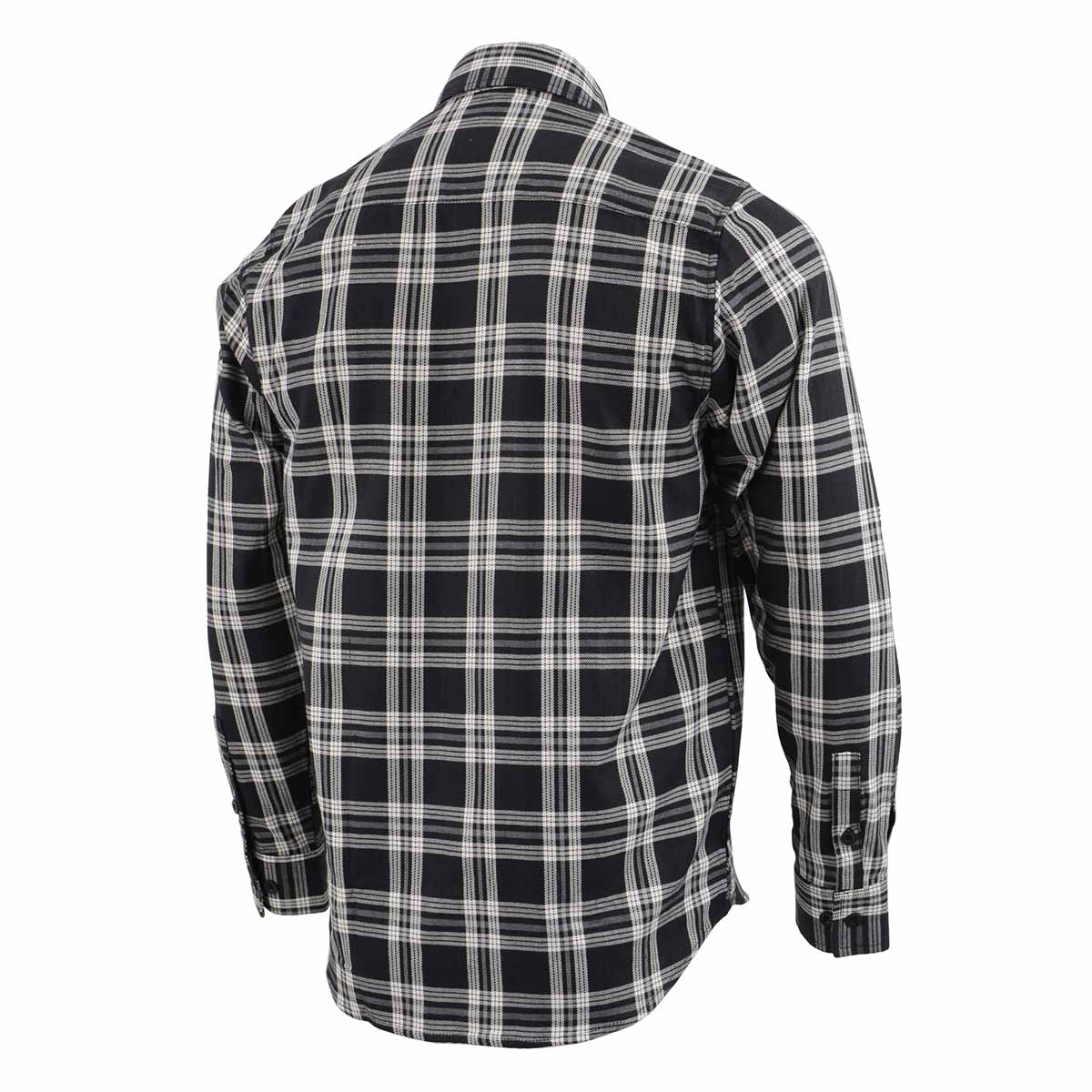 Milwaukee Leather Men's Flannel Plaid Shirt Black and White Long Sleeve Cotton Button Down Shirt MNG11646