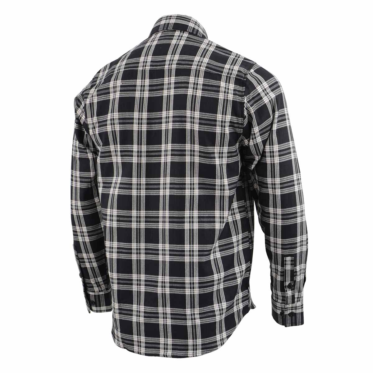 Milwaukee Leather MNG11646 Men's Flannel Plaid Shirt Black and White Long Sleeve Cotton Button Down Shirt