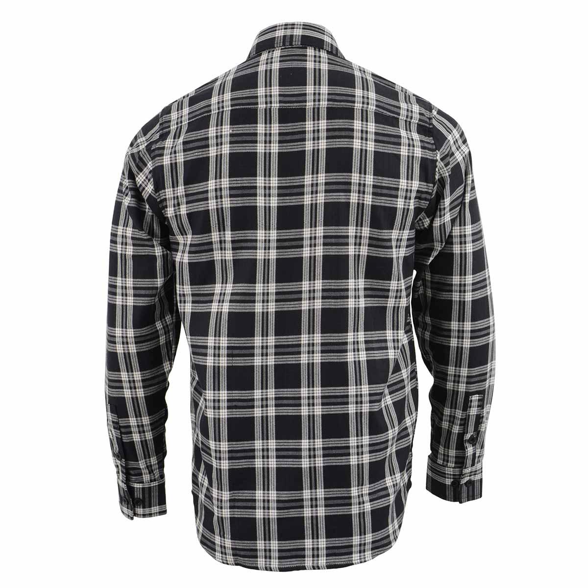 Milwaukee Leather MNG11646 Men's Flannel Plaid Shirt Black and White Long Sleeve Cotton Button Down Shirt