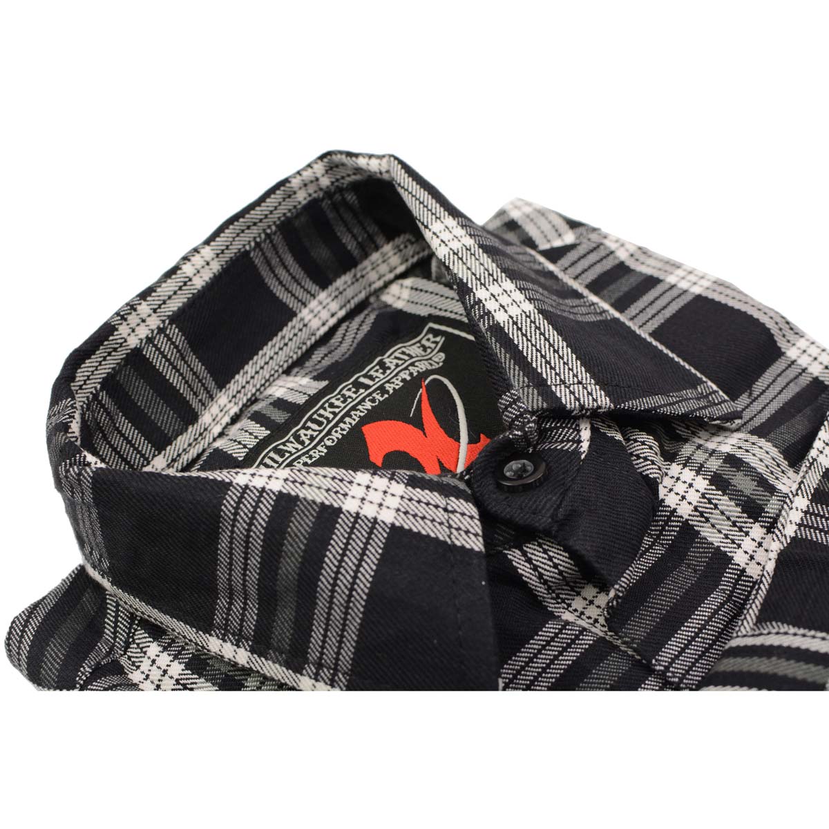Milwaukee Leather MNG11646 Men's Flannel Plaid Shirt Black and White Long Sleeve Cotton Button Down Shirt
