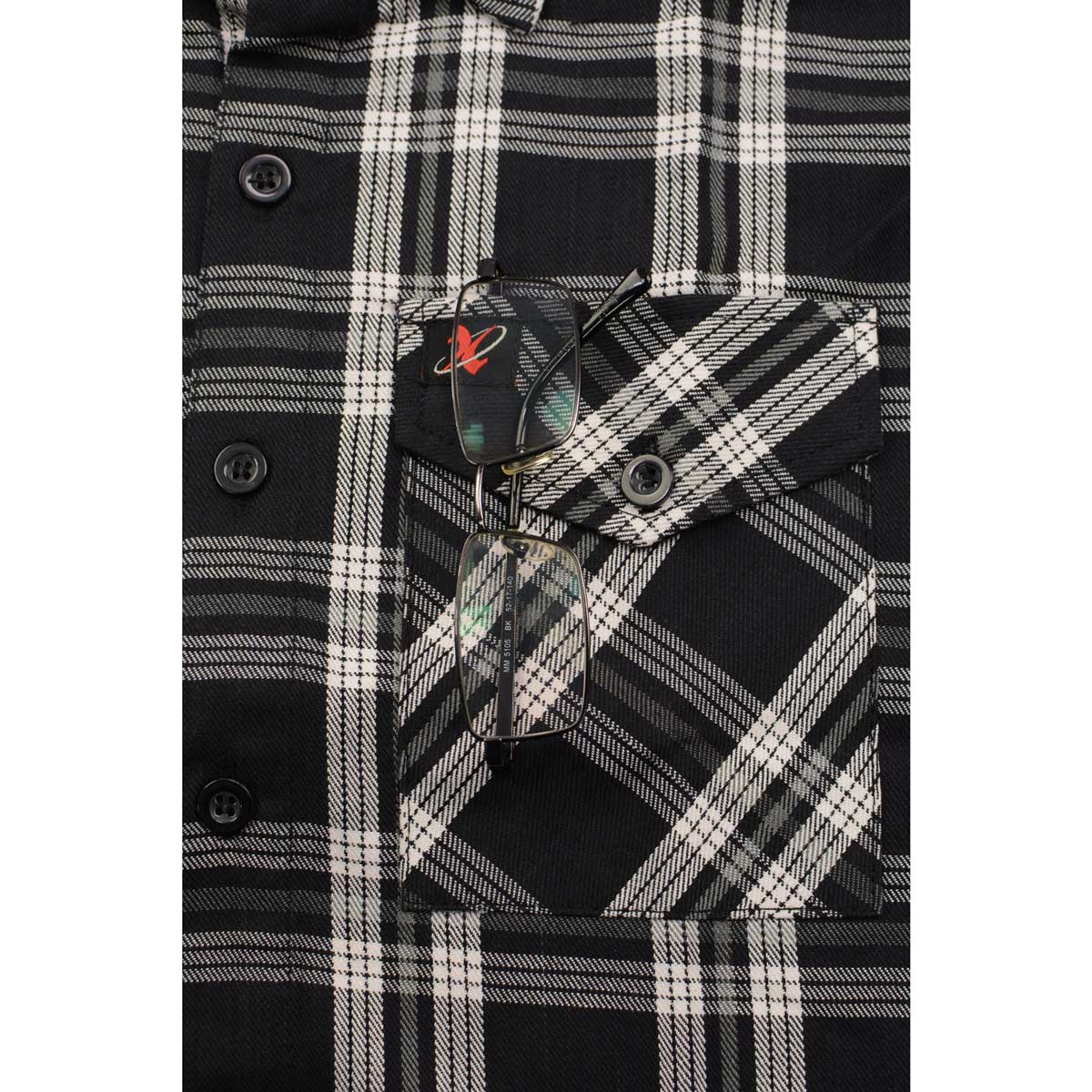 Milwaukee Leather MNG11646 Men's Flannel Plaid Shirt Black and White Long Sleeve Cotton Button Down Shirt