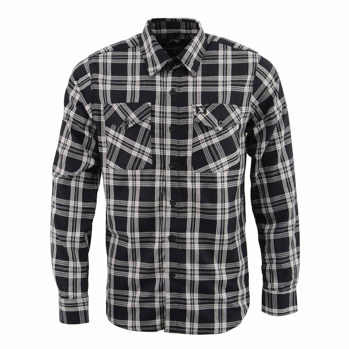 Milwaukee Leather MNG11646 Men's Flannel Plaid Shirt Black and White Long Sleeve Cotton Button Down Shirt