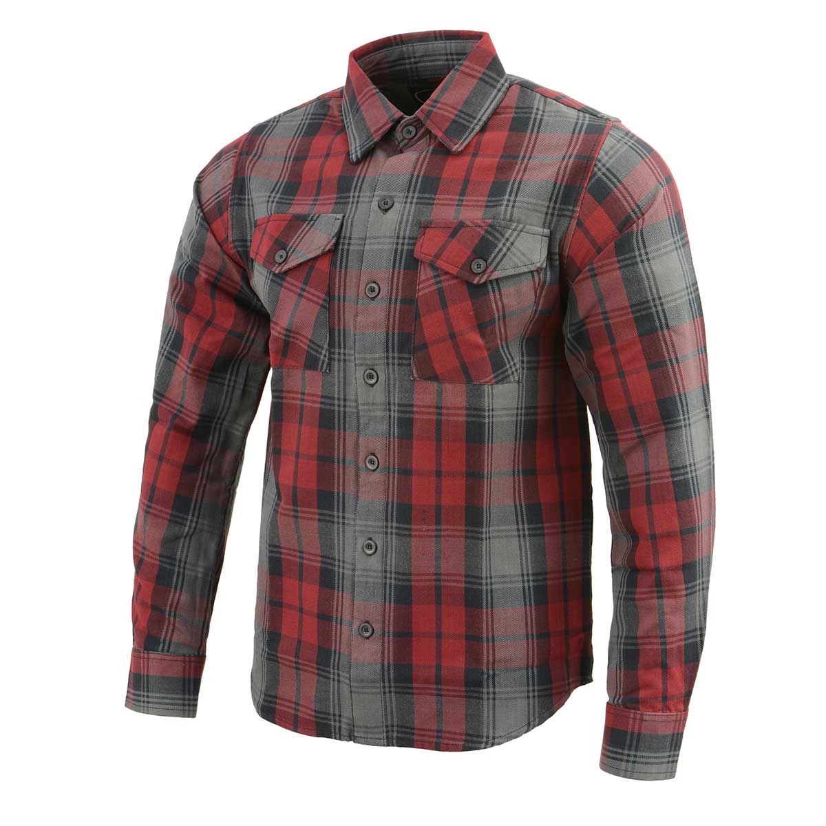 Milwaukee Leather MNG11652 Men's Black Grey and Red Long Sleeve Cotton Flannel Shirt