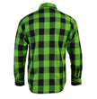 Milwaukee Leather MNG11656 Men's Flannel Plaid Black and Neon-Green Long Sleeve Cotton Button Down Shirt