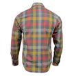 Milwaukee Leather MNG11661 Men's Gray and Red with Yellow Long Sleeve Cotton Flannel Shirt