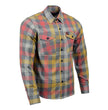 Milwaukee Leather MNG11661 Men's Gray and Red with Yellow Long Sleeve Cotton Flannel Shirt