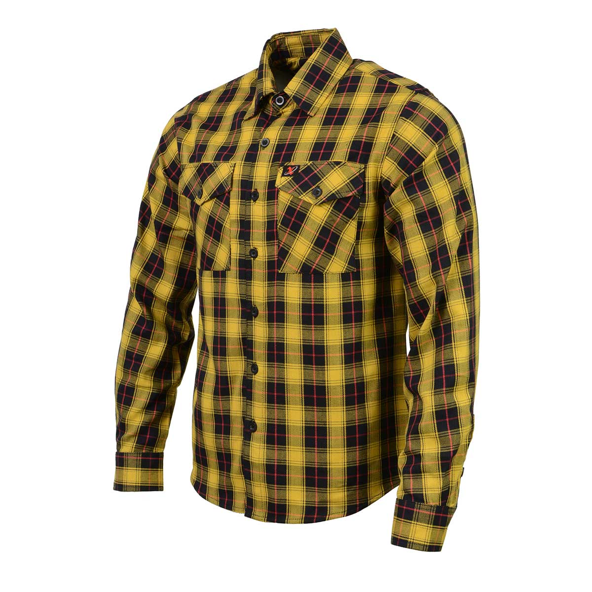 Milwaukee Leather MNG11666 Men's Black and Red with Yellow Long Sleeve Cotton Flannel Shirt