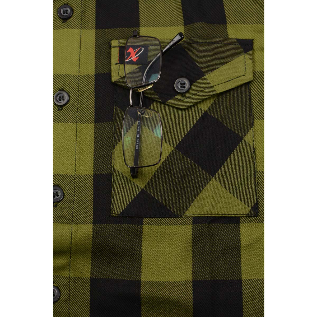 Milwaukee Leather MNG11668 Men's Black and Green Long Sleeve Cotton Flannel Shirt