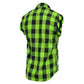 Milwaukee Leather MNG11691 Men's 'Checkered' Black and Green Cut Off Flannel Shirt