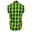 Milwaukee Leather MNG11691 Men’s Classic Black and Green Button-Down Flannel Cut Off Frayed Sleeveless Casual Shirt