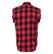 Milwaukee Leather MNG11692 Men’s Classic Black and Red Button-Down Flannel Cut Off Frayed Sleeveless Casual Shirt