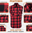 Milwaukee Leather MNG11692 Men’s Classic Black and Red Button-Down Flannel Cut Off Frayed Sleeveless Casual Shirt