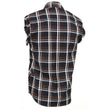 Milwaukee Leather MNG11693 Men’s Classic Black and Brown Button-Down Flannel Cut Off Frayed Sleeveless Casual Shirt