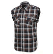 Milwaukee Leather MNG11693 Men’s Classic Black and Brown Button-Down Flannel Cut Off Frayed Sleeveless Casual Shirt