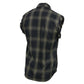 Milwaukee Leather MNG11695 Men's 'Checkered' Black and Dark Grey Cut Off Flannel Shirt