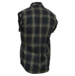 Milwaukee Leather MNG11695 Men’s Classic Black and Dark Grey Button-Down Flannel Cut Off Frayed Sleeveless Casual Shirt
