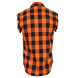 Milwaukee Leather MNG11698 Men’s Classic Black and Orange Button-Down Flannel Cut Off Frayed Sleeveless Casual Shirt