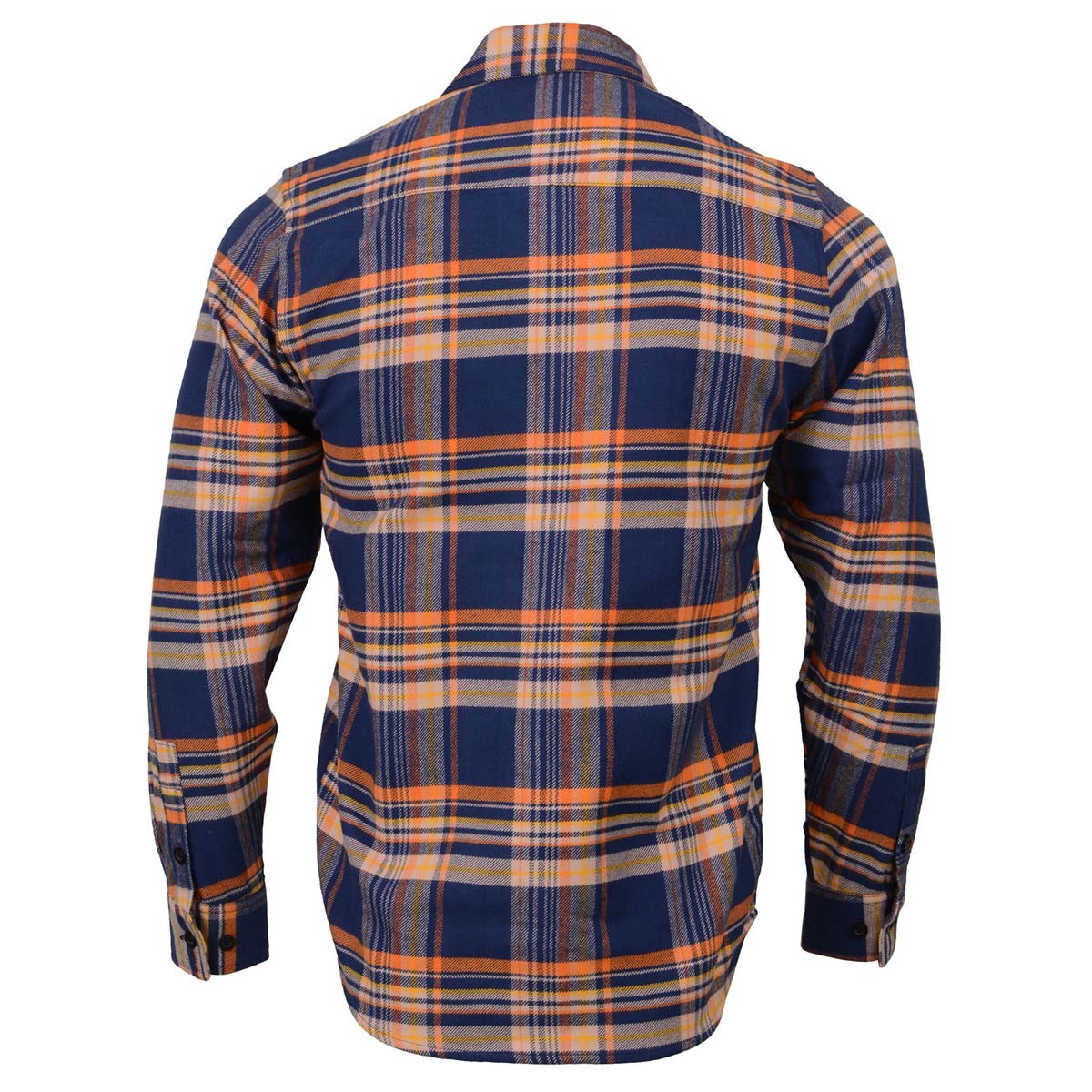 Milwaukee Leather |Men's 'The Wolfman' Blue/Orange Long Sleeve 10.5-Oz Heavy-Duty Cotton Flannel Shirt MNG11700