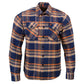 Milwaukee Leather |Men's 'The Wolfman' Blue/Orange Long Sleeve 10.5-Oz Heavy-Duty Cotton Flannel Shirt MNG11700