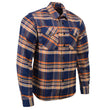 Milwaukee Leather MNG11700 Men's 'The Wolfman' Blue/Orange Long Sleeve Heavy-Duty Cotton Flannel Shirt