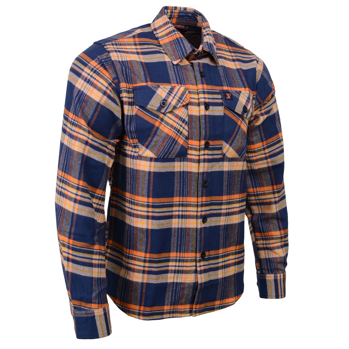 Milwaukee Leather |Men's 'The Wolfman' Blue/Orange Long Sleeve 10.5-Oz Heavy-Duty Cotton Flannel Shirt MNG11700
