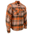 Milwaukee Leather MNG11701 Men's 'Wild One' Brown/Orange Long Sleeve Heavy Duty-Cotton Flannel Shirt