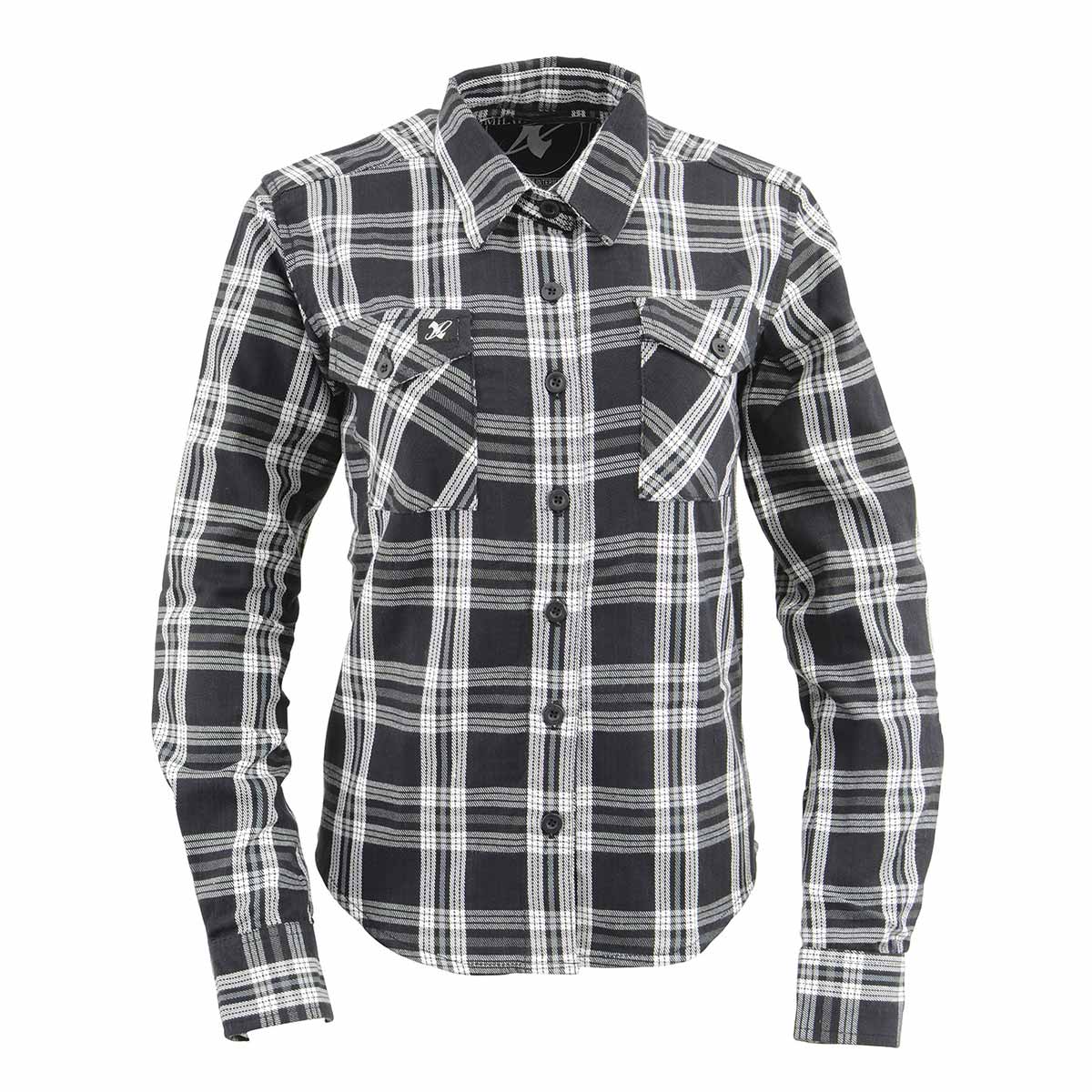 NexGen MNG21600 Women's Casual Black and White Long Sleeve Cotton Flannel Shirt