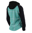 Milwaukee Leather MNG21601 Women's Casual Black and Teal Long Sleeve Cotton Flannel Shirt with Hoodie