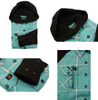 Milwaukee Leather MNG21601 Women's Casual Black and Teal Long Sleeve Cotton Flannel Shirt with Hoodie