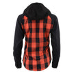 Milwaukee Leather MNG21602 Women's Casual Black and Red Long Sleeve Cotton Flannel Shirt with Hoodie