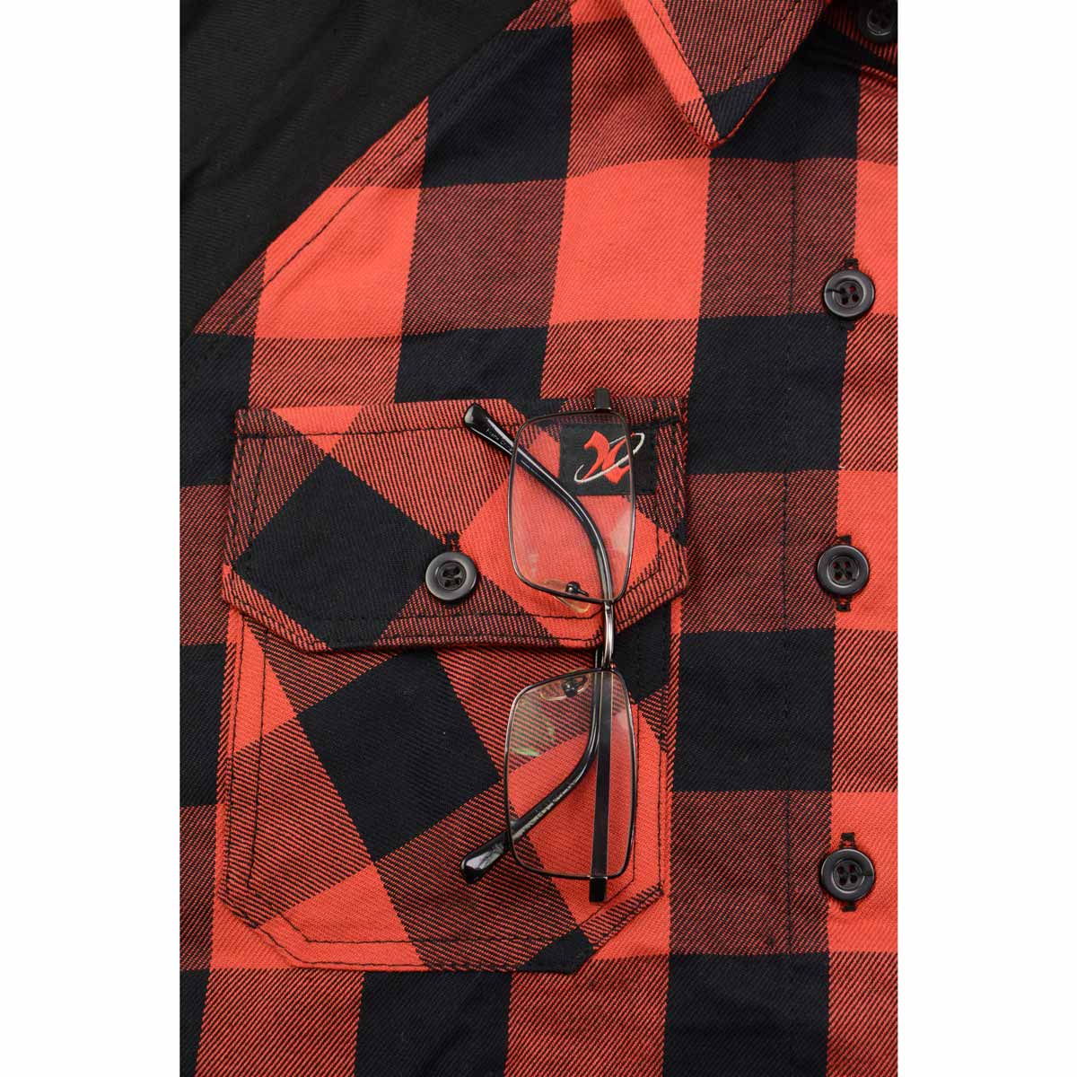 Milwaukee Leather MNG21602 Women's Casual Black and Red Long Sleeve Cotton Flannel Shirt with Hoodie