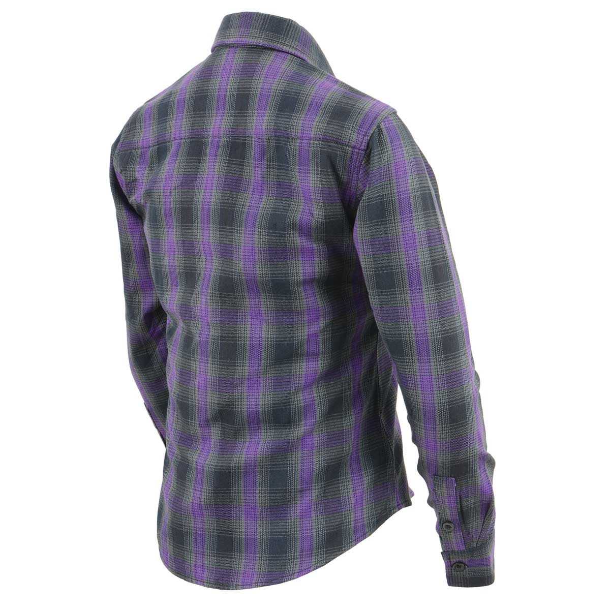 Milwaukee Leather MNG21603 Women's Casual Black with Purple Long Sleeve Casual Cotton Flannel Shirt