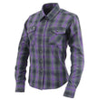 Milwaukee Leather MNG21603 Women's Casual Black with Purple Long Sleeve Casual Cotton Flannel Shirt