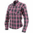 Milwaukee Leather MNG21604 Women's Casual Black with Pink Long Sleeve Casual Cotton Flannel Shirt