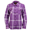 Milwaukee Leather MNG21605 Women's Casual Purple and White Long Sleeve Cotton Casual Flannel Shirt