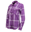 Milwaukee Leather MNG21605 Women's Casual Purple and White Long Sleeve Cotton Casual Flannel Shirt