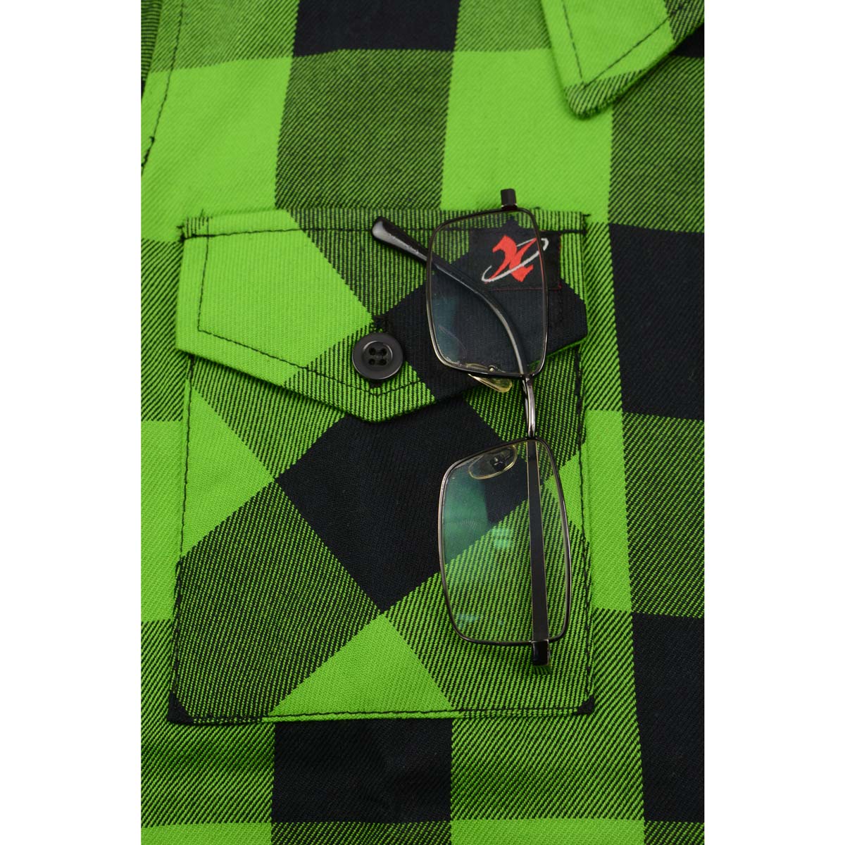 NexGen MNG21606 Women's Casual Lime Green and  Black Long Sleeve Cotton Casual Flannel Shirt