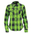 Milwaukee Leather MNG21606 Women's Lime Green and Black Long Sleeve Cotton Casual Flannel Shirt