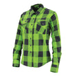 Milwaukee Leather MNG21606 Women's Lime Green and Black Long Sleeve Cotton Casual Flannel Shirt