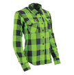 Milwaukee Leather MNG21606 Women's Casual Lime Green and Black Long Sleeve Cotton Casual Flannel Shirt