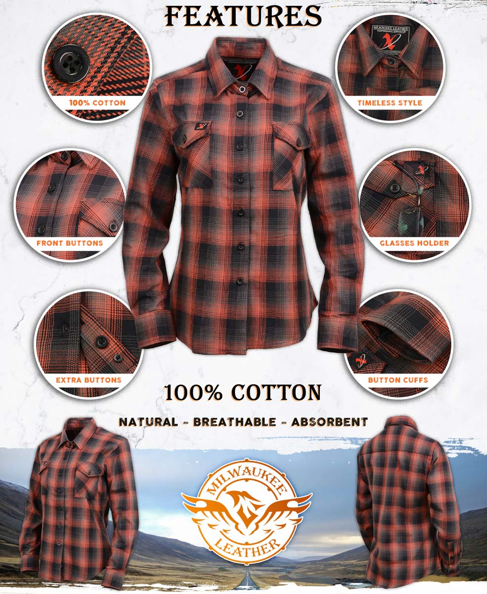 Milwaukee Leather MNG21607 Women's Casual Red and Black Long