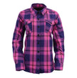 Milwaukee Leather MNG21610 Women's Pink, Blue and Maroon Long Sleeve Cotton Flannel Shirt