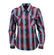 Milwaukee Leather MNG21612 Women's Black and Pink with Blue Long Sleeve Cotton Flannel Shirt
