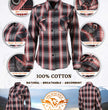 Milwaukee Leather MNG21613 Women's Black and Red with White Long Sleeve Cotton Flannel Shirt