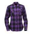 Milwaukee Leather MNG21619 Women's Black and Purple Long Sleeve Cotton Flannel Shirt