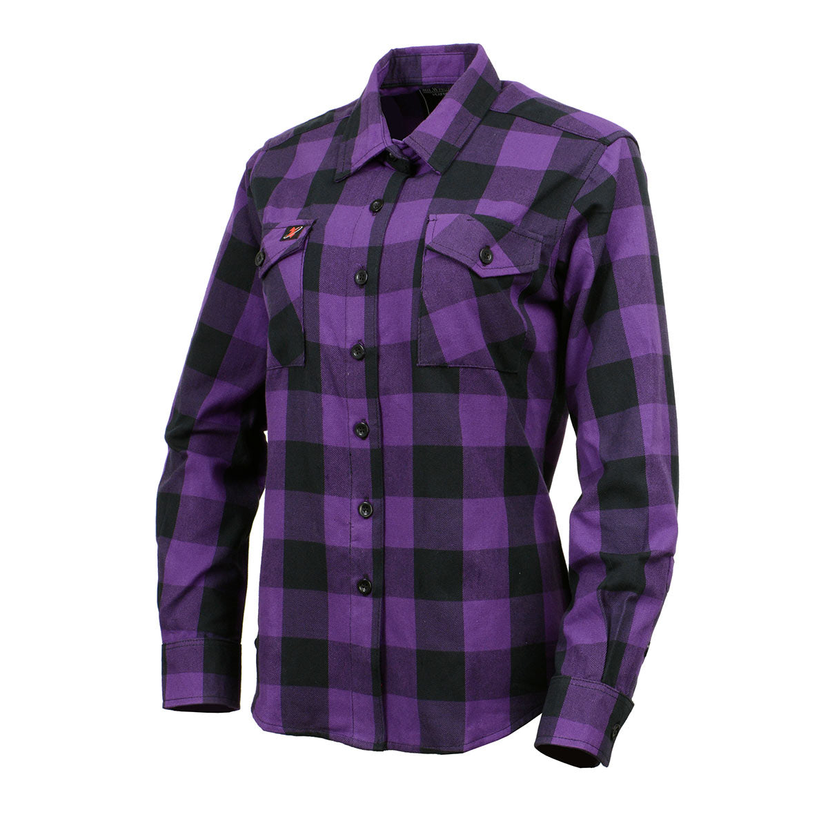 Milwaukee Leather MNG21619 Women's Black and Purple Long Sleeve Cotton Flannel Shirt