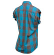 Milwaukee Leather MNG21623 Women's Flannel Brown/Aqua Button Down Sleeveless Cut Off Shirt w/ Frill Arm