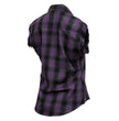 Milwaukee Leather MNG21624 Women's Flannel Black/Purple Button Sleeveless Cut Off Shirt w/ Frill Arms